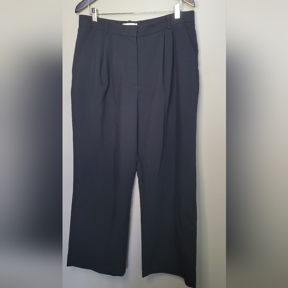 Abercrombie & Fitch Sloane Tailored Wide Leg Pants 16 High Waist Trouser Black - Picture 2 of 4
